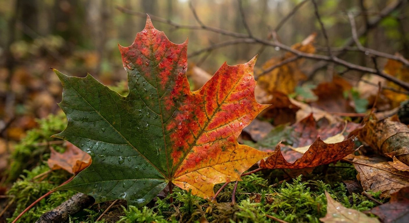 herfst bladeren verkleuren bomen bos goud geel rood chlorofyl